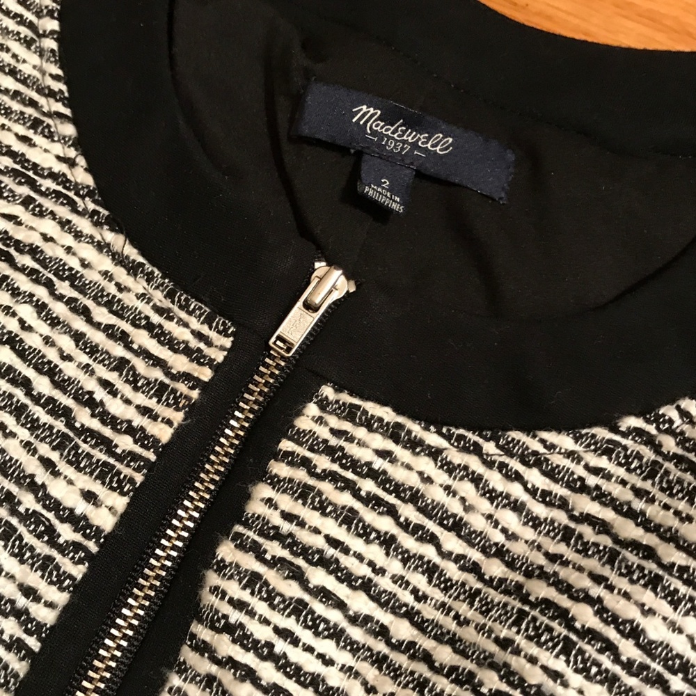 Madewell Black & White Print Tweedweave Shiftdress - Picture 6 of 8